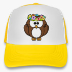 Кепка Trucker, желтая Сова с цветами
