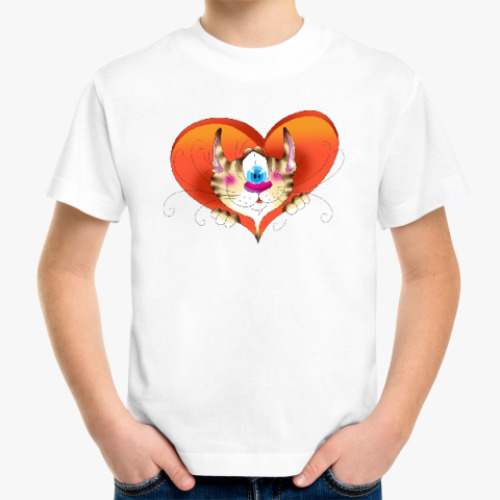 Детская футболка с принтом Кот в сердце