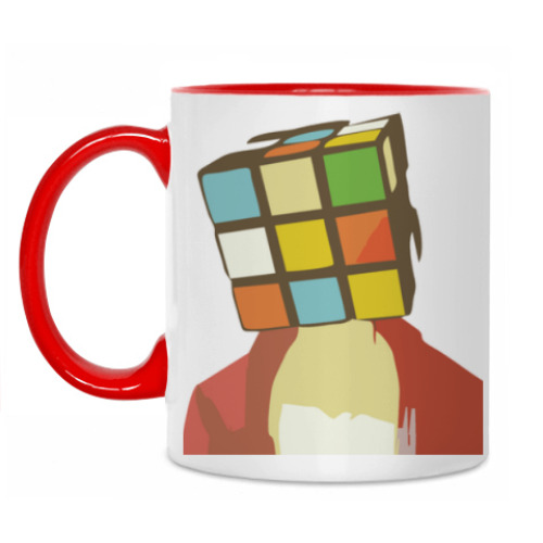 Кружка с принтом Голова Кубик Рубик