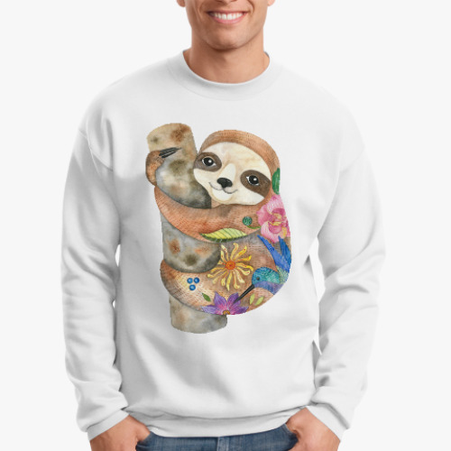 Свитшот с принтом Милый ленивец