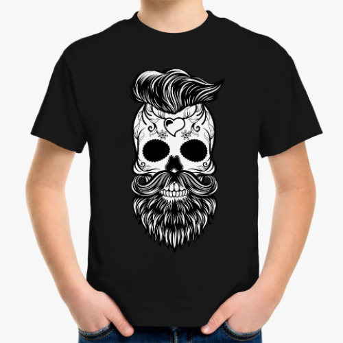 Детская футболка с принтом Hipster skull