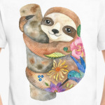 Маленький ленивец, милый малыш, акварельный принт