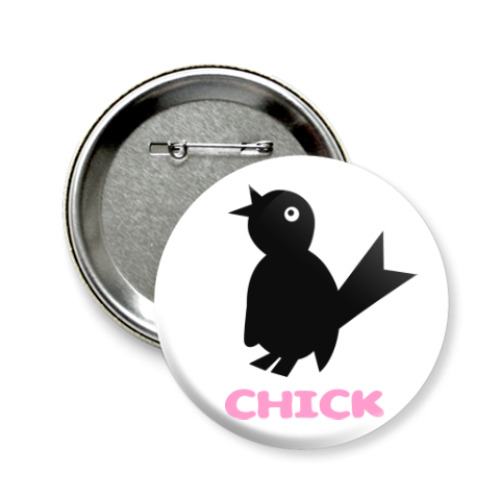 Значок 58мм с принтом Птичка - чик