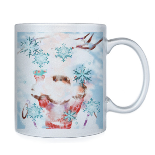 Кружка с принтом Обезьянка и снег