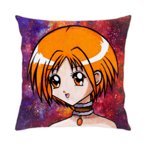 Подушка с принтом Space Anime Girl