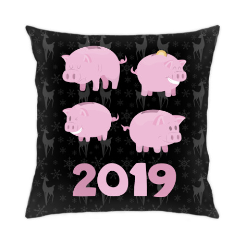 Подушка с принтом Год свиньи 2019