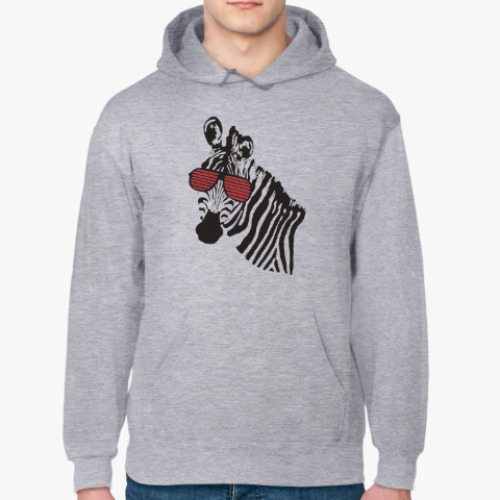 Толстовка худи с принтом Зебра в очках