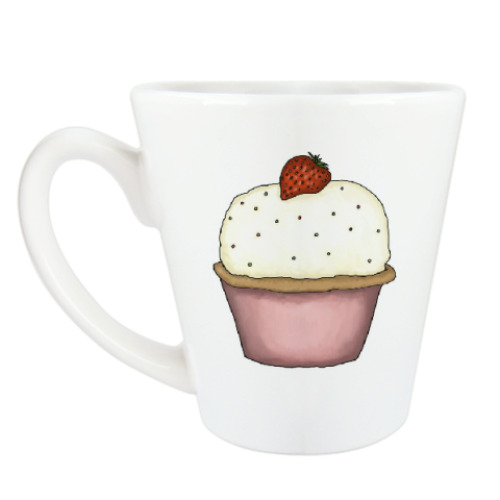 Чашка Латте Кексик с клубникой.