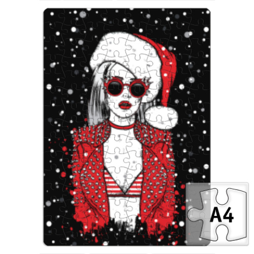 Пазл с принтом Снегурочка хипстер