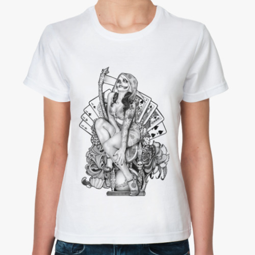 Классическая футболка с принтом Santa Muerte