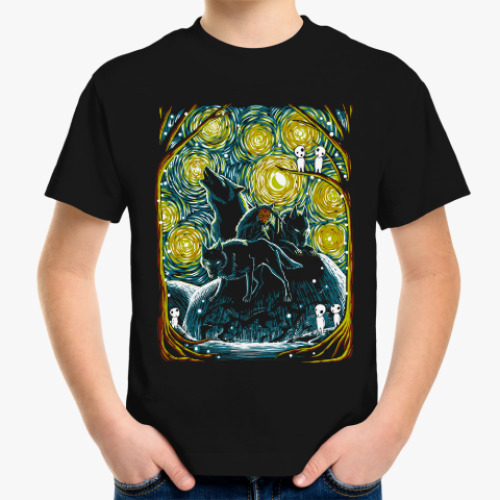 Детская футболка с принтом Звездный Лес Мононоке