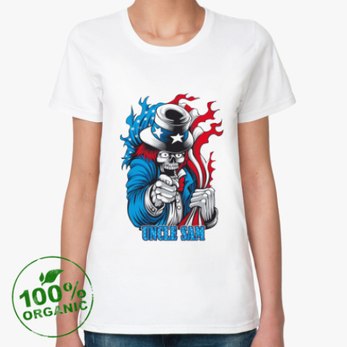 Женская футболка из органик-хлопка с принтом Uncle sam