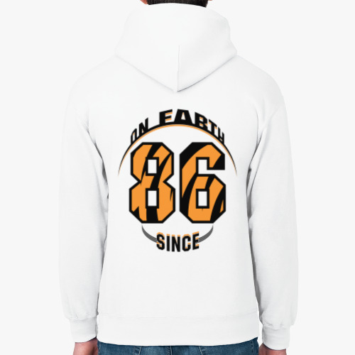 Толстовка худи с принтом on Earth since 86