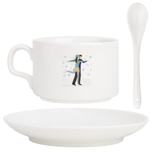 Кофейный набор с принтом Пара на катке