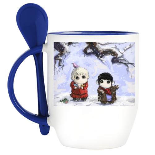 Кружка с ложкой с принтом Merlin