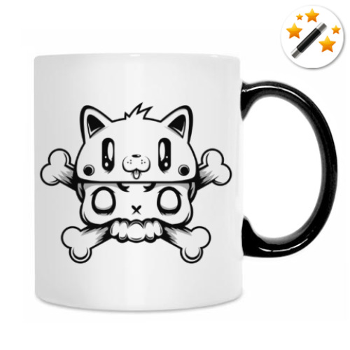 Кружка-хамелеон с принтом KITTY SKULL