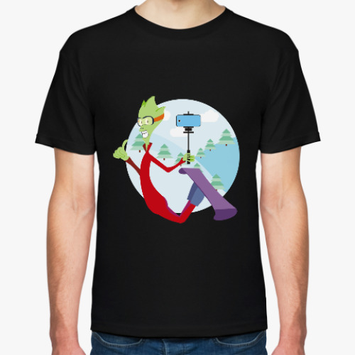 Футболка Инопланетянин. Сноуборд. Селфи. Прикольный. Айфон