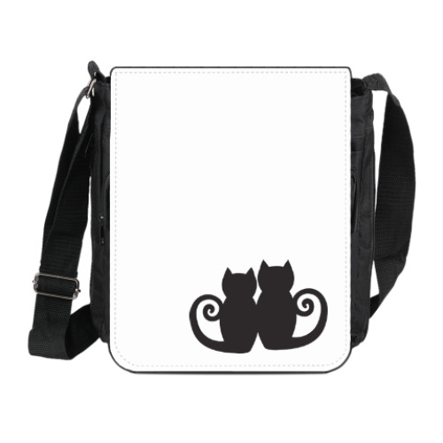 Сумка на плечо (мини-планшет) с принтом кошачьи посиделки