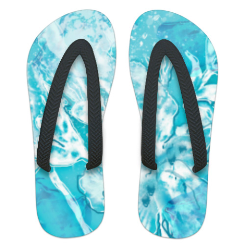 Шлепанцы (сланцы) с принтом Голубая абстракция. Фантазия