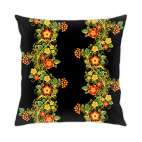 Подушка 35x35 см с цветной обратной стороной Яркая хохлома