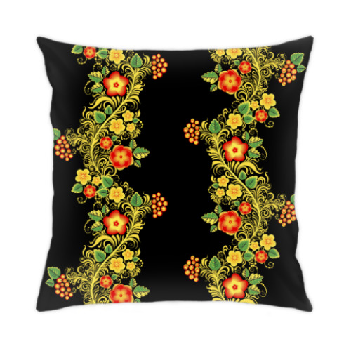 Подушка с принтом Яркая хохлома