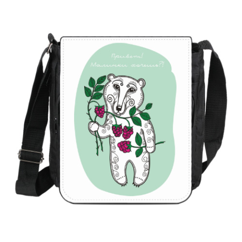 Сумка на плечо (мини-планшет) с принтом Мишка косолапый