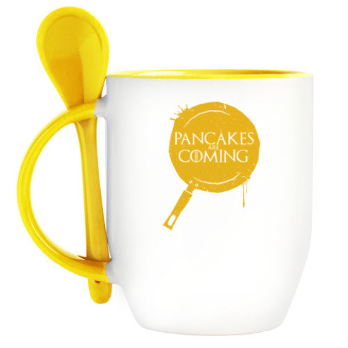 Кружка с ложкой с принтом Скоро блины