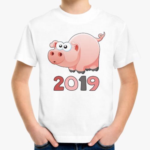 Детская футболка с принтом Новый год 2019