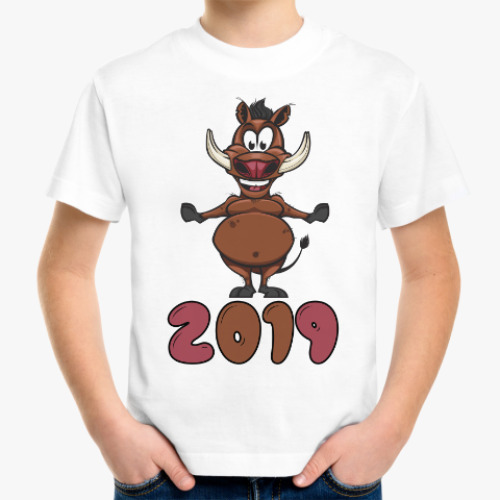 Детская футболка с принтом Кабан 2019