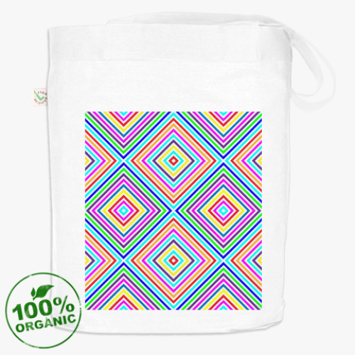 Сумка шоппер с принтом Цветные треугольники.