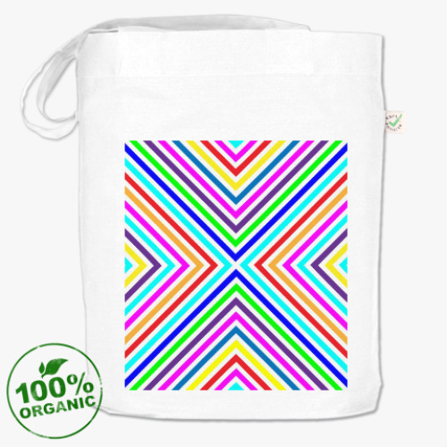 Сумка шоппер с принтом Цветные треугольники.