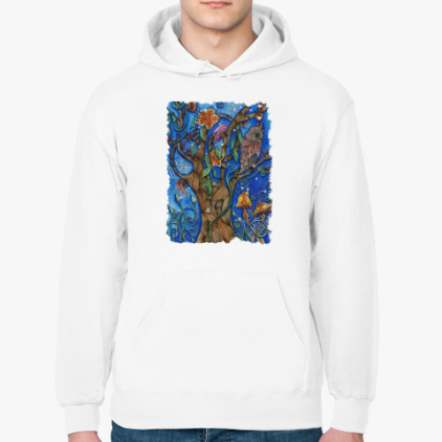 Толстовка худи с принтом Сова в волшебном лесу