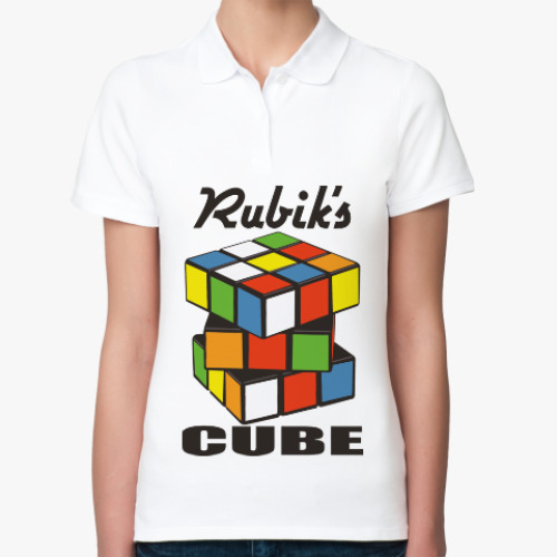 Женская рубашка поло (печать) с принтом Кубик Рубика | Rubiks Cube