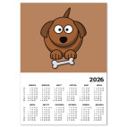 Календарь A3 2026, белый Собачка с косточкой