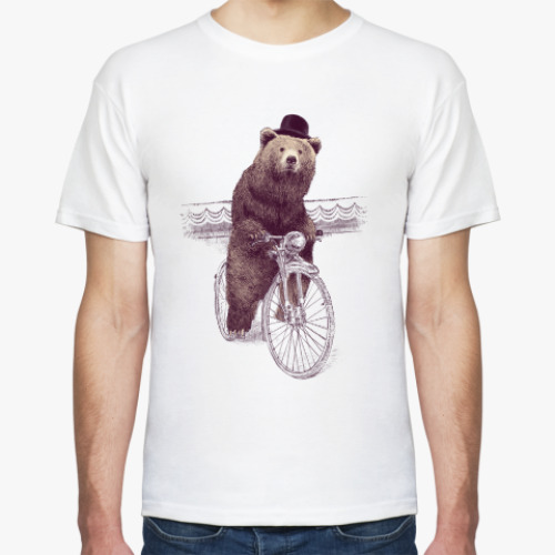 Футболка с принтом Медведь на велосипеде
