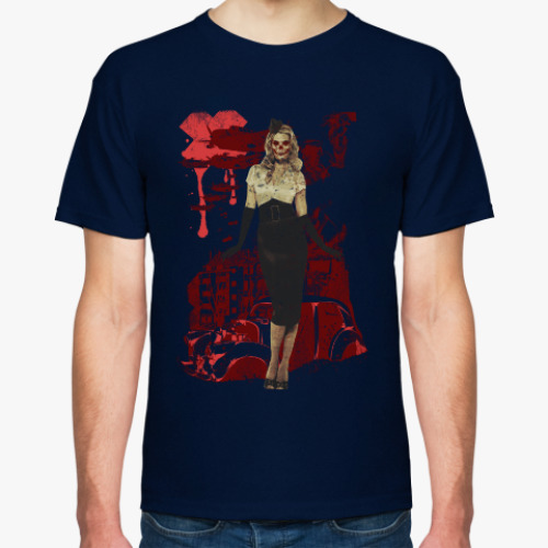 Футболка с принтом Девушка в стиле милитари