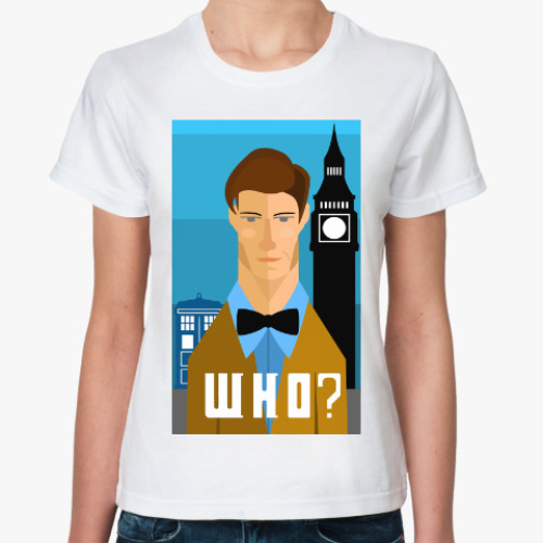 Классическая футболка с принтом Доктор Кто