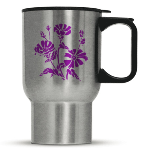 Кружка-термос с принтом Цветы