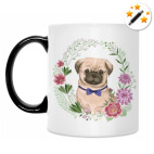 Мопс в цветах