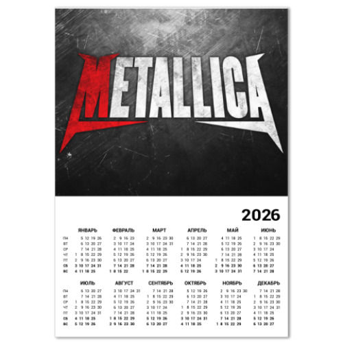 Календарь с принтом Metallica