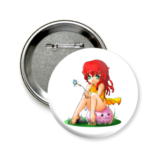 Значок 58мм с принтом Девочка и поринг