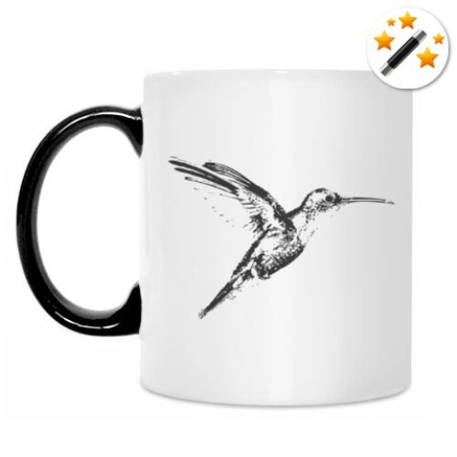 Кружка-хамелеон с принтом Колибри