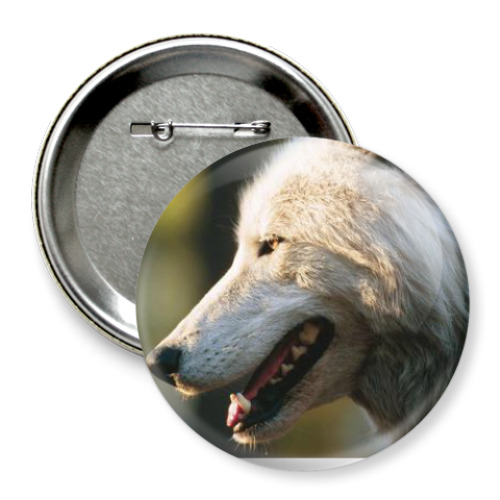 Значок 75мм с принтом Волк