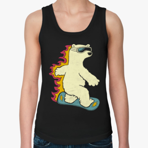 Женская майка с принтом Медведь сноубордист