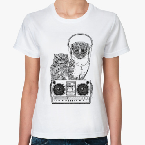 Классическая футболка Совы. Совушки. Owl. Owls.