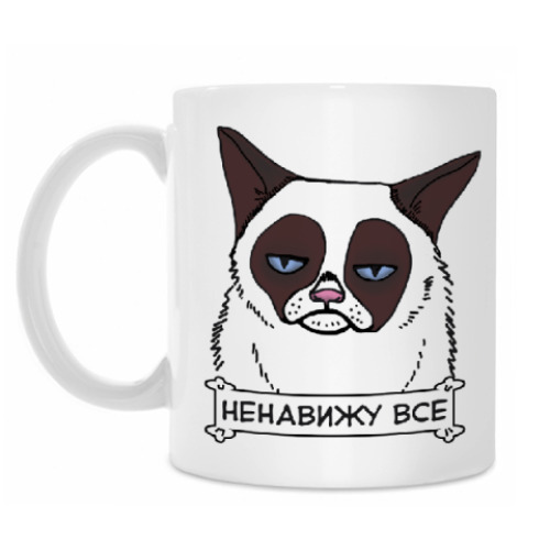 Кружка с принтом Grumpy cat