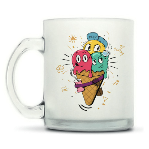 Кружка матовая с принтом Смешные шарики мороженного