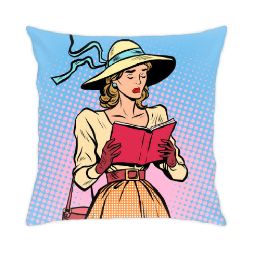 Подушка с принтом RED BOOK LADY