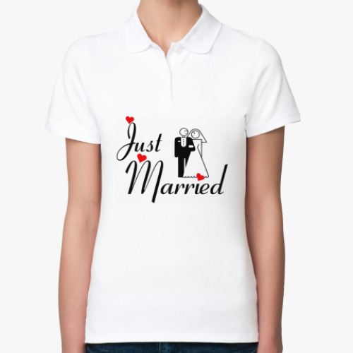 Женская рубашка поло (печать) с принтом  just married