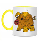 Двухцветная кружка Вязаная свинка